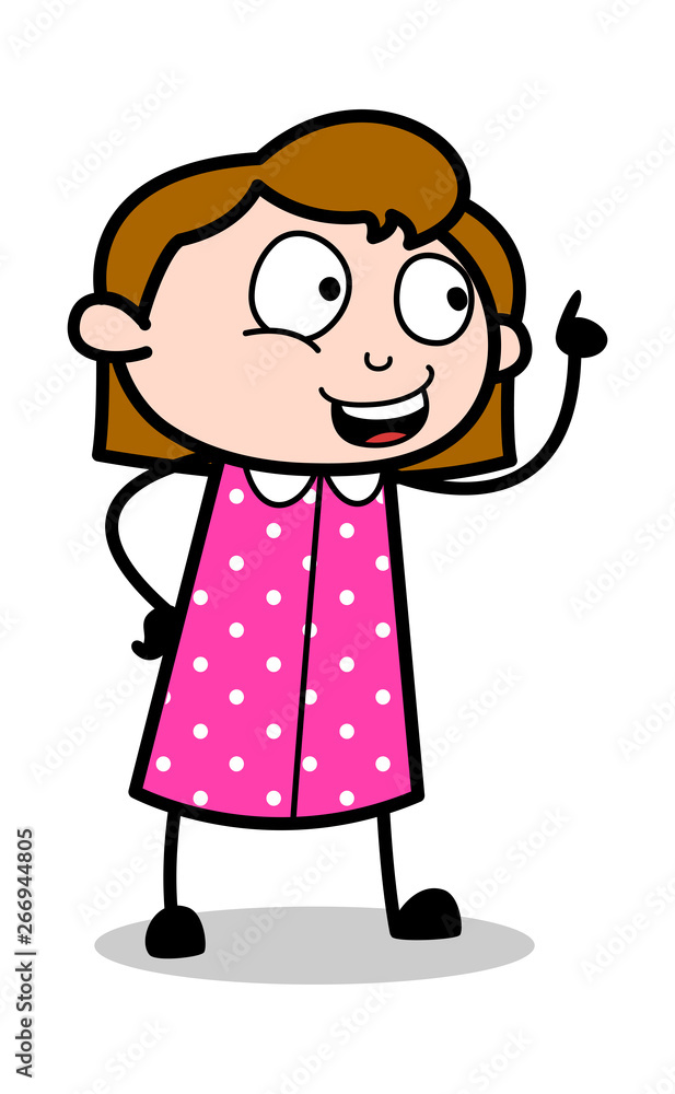 Hand Gesture While Talking - Retro Office Girl Employee Cartoon Vector Illustration Hand Gesture While Talking - Retro Office Girl Employee Cartoon Vector Illustration
