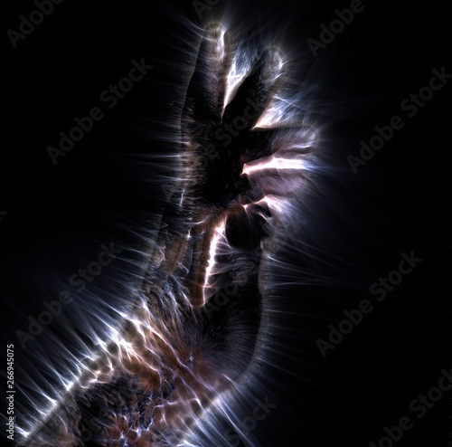 Tableau sur toile Glowing kirlian aura photography of a human male hand showing different signs an