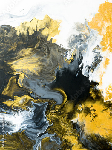 Black and Gold creative abstract hand painted background, marble texture