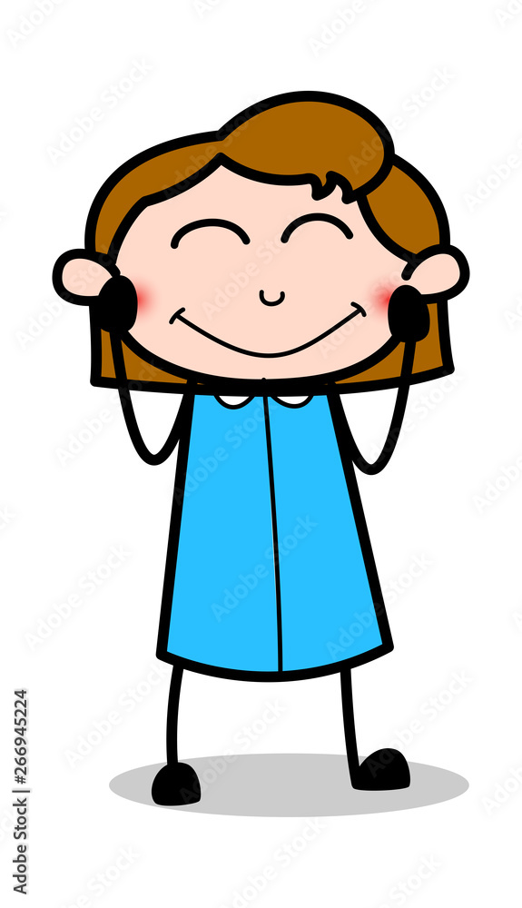 Feeling Shy - Retro Office Girl Employee Cartoon Vector Illustration Feeling Shy - Retro Office Girl Employee Cartoon Vector Illustration