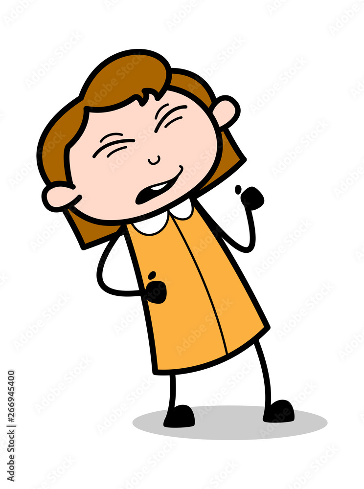 Body pain - Retro Office Girl Employee Cartoon Vector Illustration Body pain - Retro Office Girl Employee Cartoon Vector Illustration