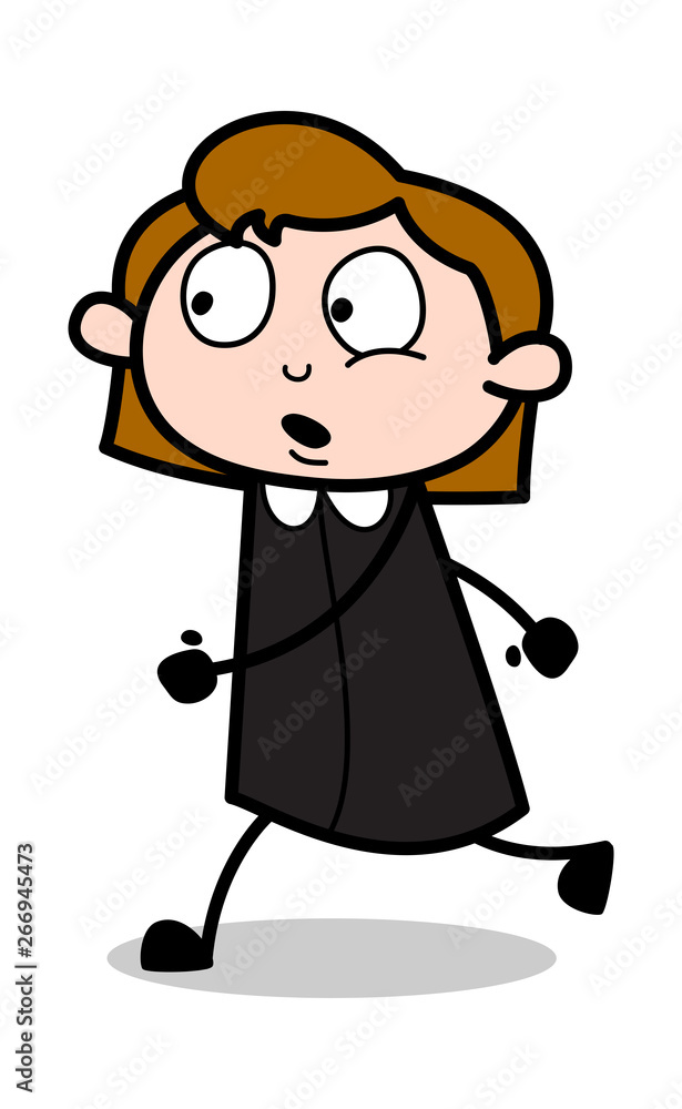 Running Pose - Retro Office Girl Employee Cartoon Vector Illustration Running Pose - Retro Office Girl Employee Cartoon Vector Illustration