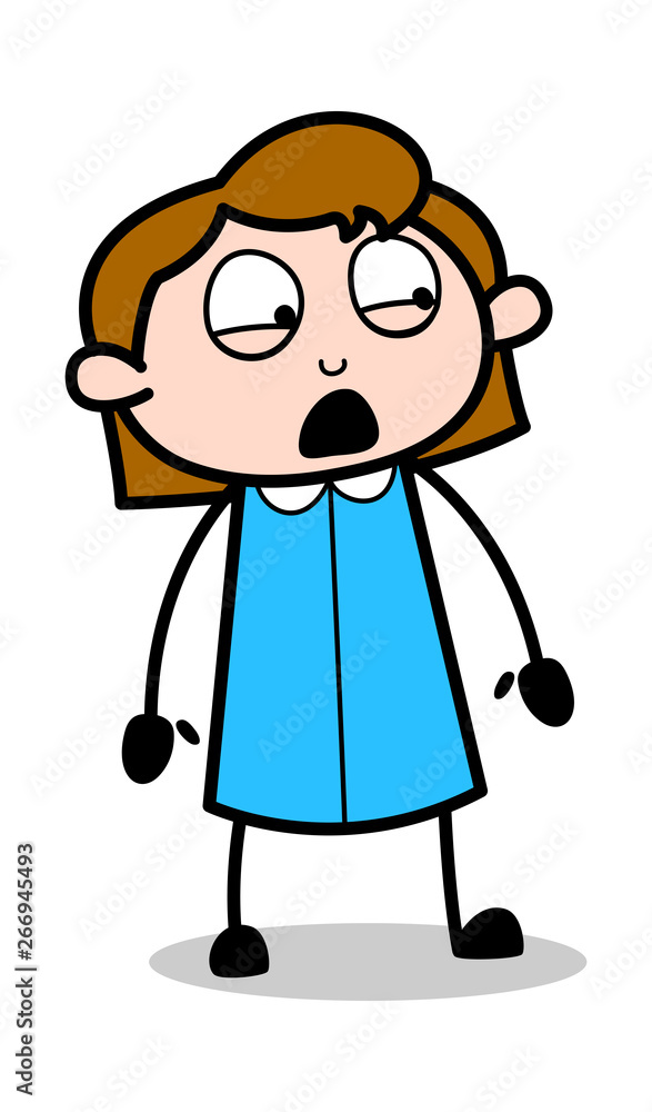 Fearful Expression - Retro Office Girl Employee Cartoon Vector Illustration Fearful Expression - Retro Office Girl Employee Cartoon Vector Illustration