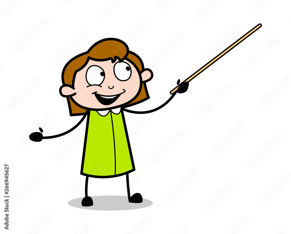 Presenting in Seminar - Retro Office Girl Employee Cartoon Vector Illustration Presenting in Seminar - Retro Office Girl Employee Cartoon Vector Illustration