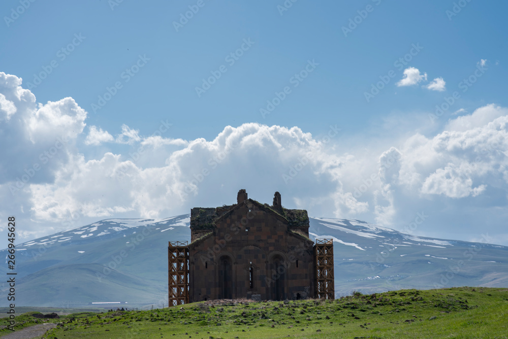 Fototapeta premium Old church, ruined city in Ani,Turkey. Historical landmarks.