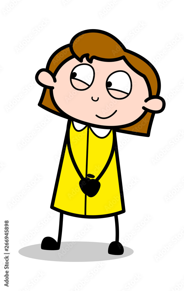 Feeling Glag - Retro Office Girl Employee Cartoon Vector Illustration﻿