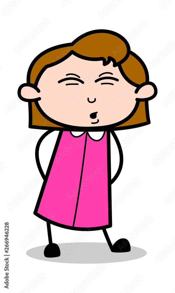Body pain - Retro Office Girl Employee Cartoon Vector Illustration Body pain - Retro Office Girl Employee Cartoon Vector Illustration
