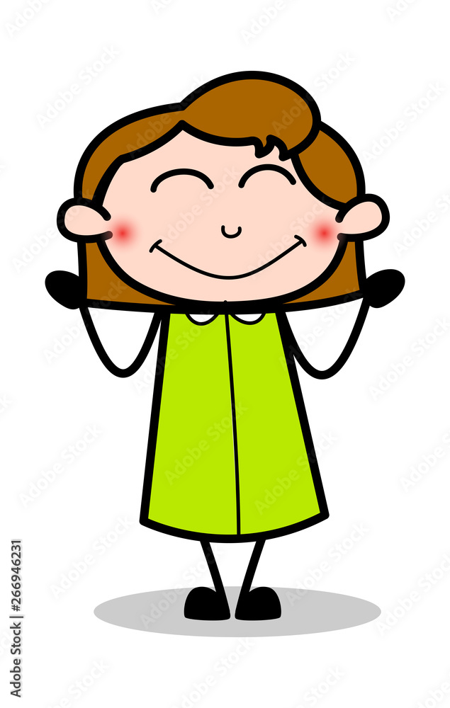 Feeling Shame - Retro Office Girl Employee Cartoon Vector Illustration Feeling Shame - Retro Office Girl Employee Cartoon Vector Illustration
