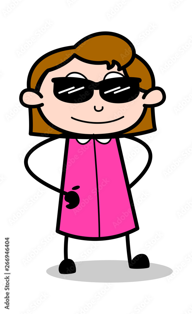 Fashionable Sunglasses - Retro Office Girl Employee Cartoon Vector Illustration Fashionable Sunglasses - Retro Office Girl Employee Cartoon Vector Illustration