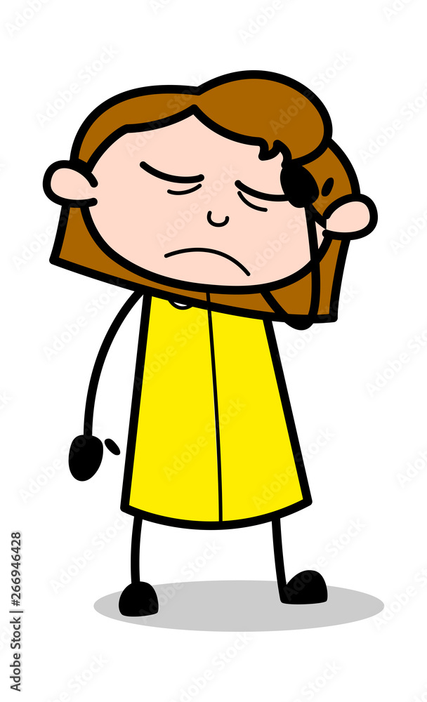Dizziness - Retro Office Girl Employee Cartoon Vector Illustration Dizziness - Retro Office Girl Employee Cartoon Vector Illustration