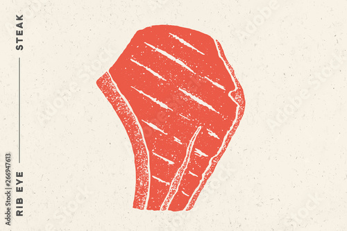 Steak, Rib Eye. Poster with steak silhouette