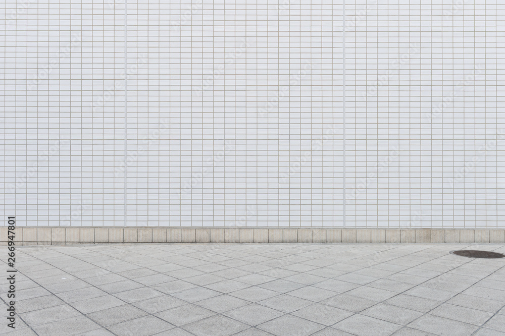 Fototapeta premium street wall background ,Industrial background, empty grunge urban street with warehouse brick wall
