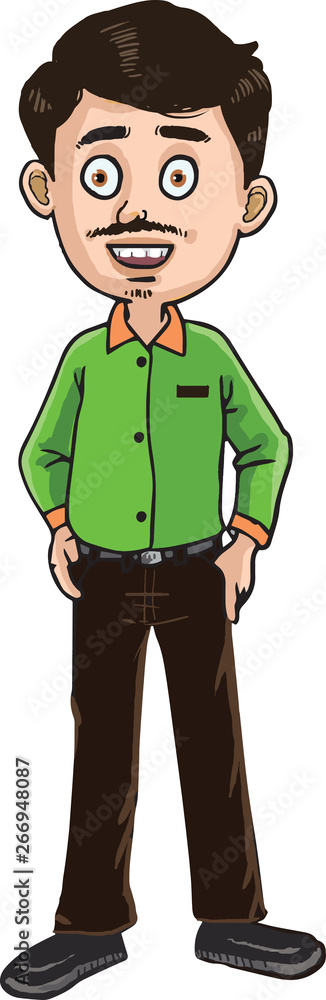 The man standing pose male cartoon character 
