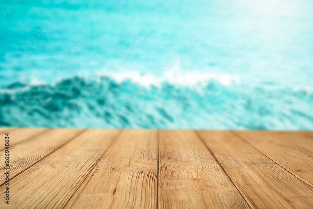 Desk of free space and summer sea landscape Desk of free space and summer sea landscape