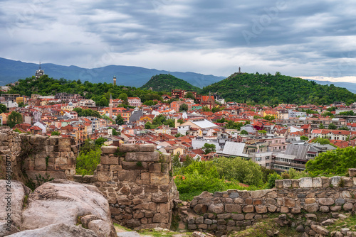 Spring afternoon in Plovdiv city, Bulgaria. European capital of culture 2019 and the oldest living city in Europe. Photo from one of the hills in the city.