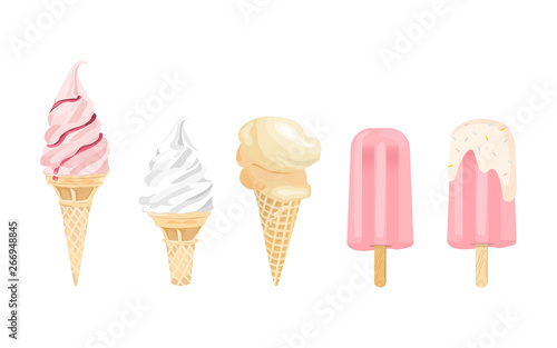 Sweet flavor ice cream design, icecream object isolated on white background.