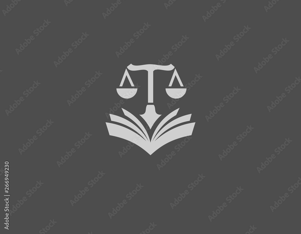 Creative logo icon scales and law book for lawyer