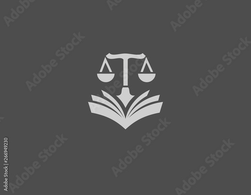 Creative logo icon scales and law book for lawyer