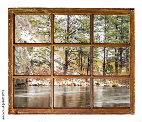 mountain river canyon - window view