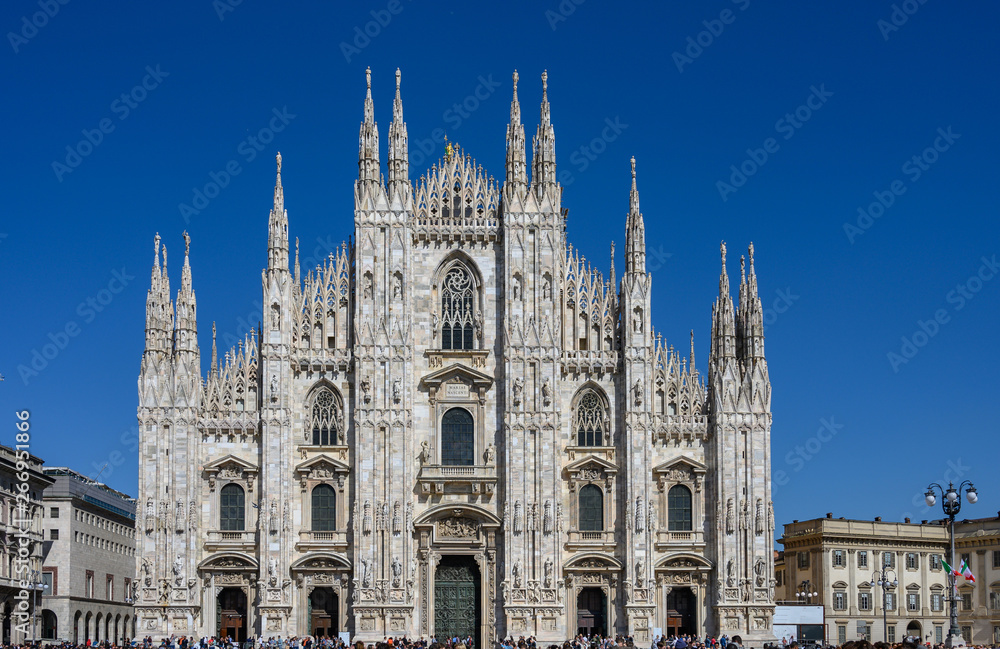 View Cathedral Duomo  in Milan, Italy.