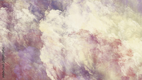 Abstract fantastic violet and yellow clouds. Colorful fractal background. Digital art. 3d rendering.