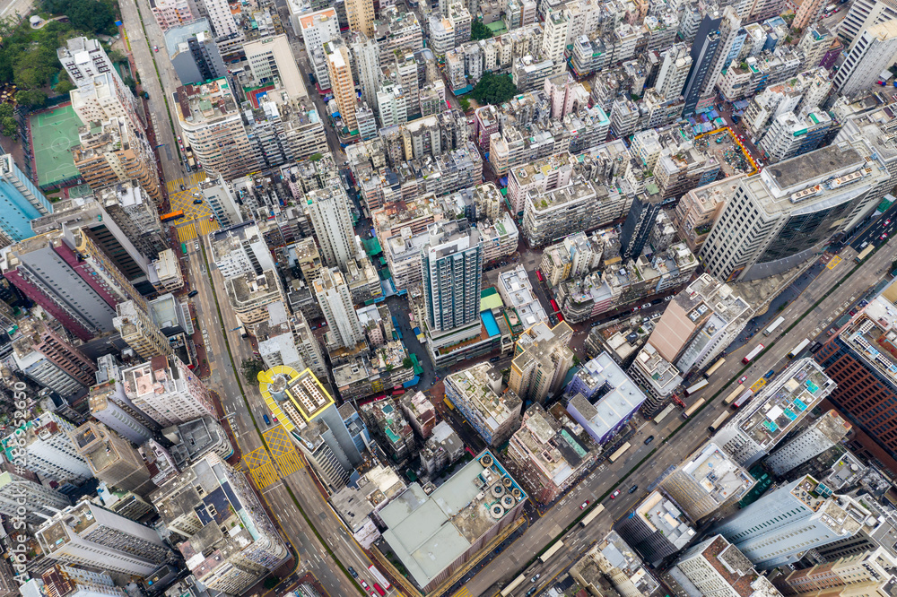 Fototapeta premium Aerial view of Hong Kong city