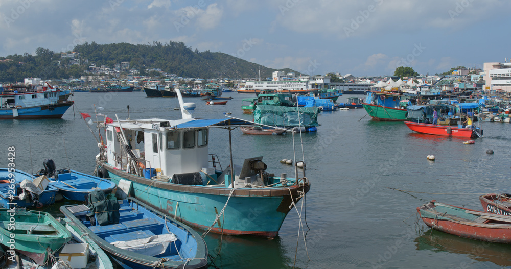Crowded of small boat in Cheung chau island