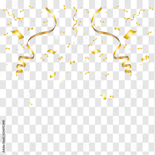 Vector golden confetti. Festive illustration.
