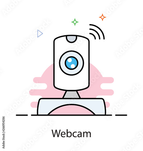 Flat icon of webcam, video camera concept