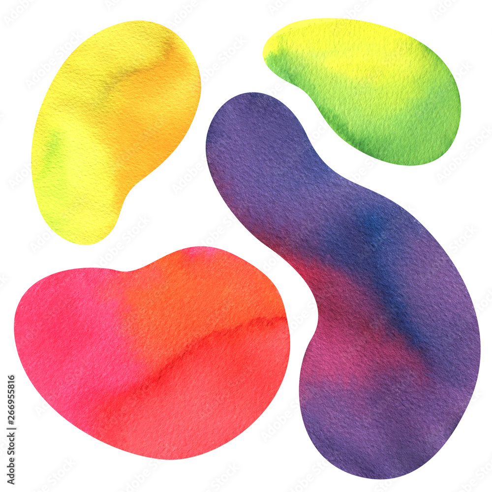 Obraz premium Set of art painted abstract watercolor background. Watercolor element for banner, card. Hand drawn watercolor illustration on white background