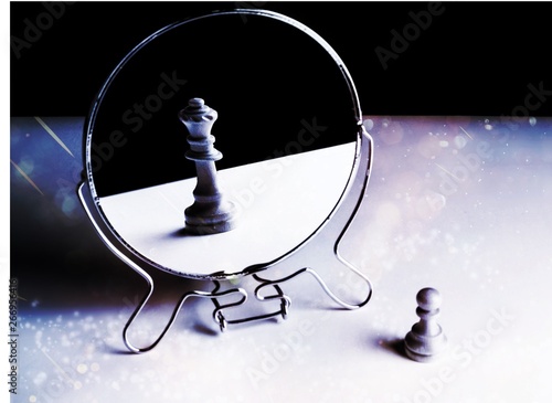 Chess Pawn Looking in the Mirror and Seeing a Queen