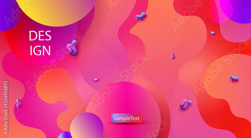 Abstract orange design with randomly drawn geometric shapes