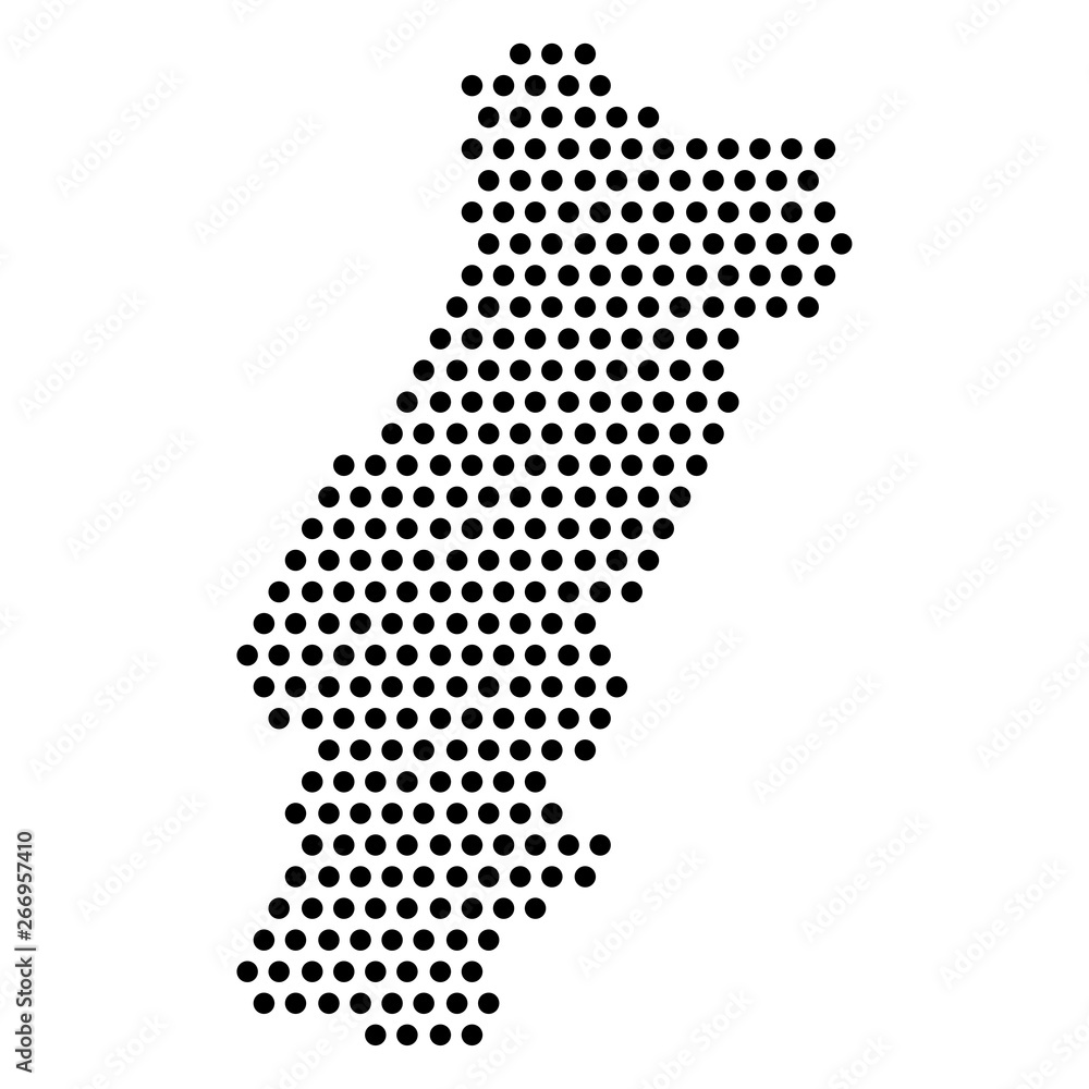 Isolated dotted political map of Portugal - Vector
