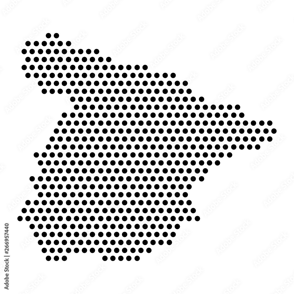 Isolated dotted political map of Spain - Vector