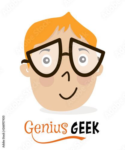 Genius geek vector design logo 