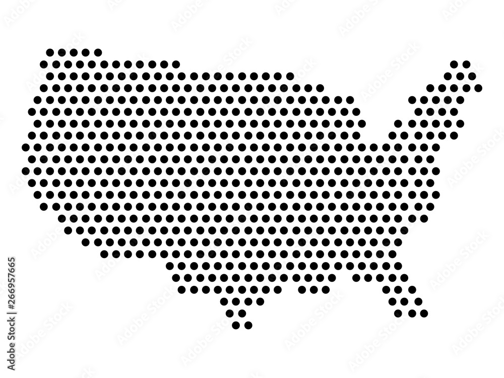 Isolated dotted political map of United States - Vector