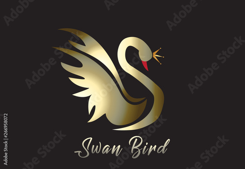Gold Swan Logo Vector