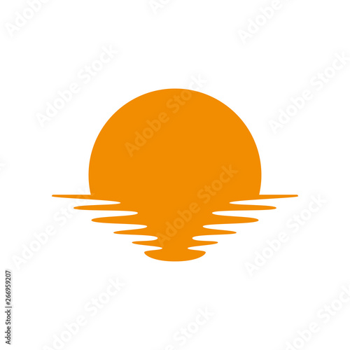 Isolated beautiful sunset with reflection in the water- Vector