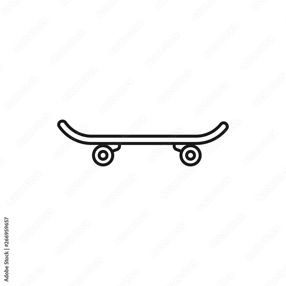 vector outline icon of skateboard