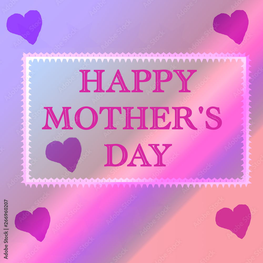 Beautiful greeting card for Mother's day in pink and blue color with hearts.