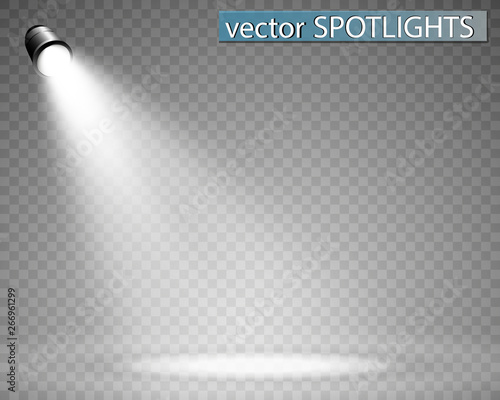 White scene on with spotlights. Vector illustration. 