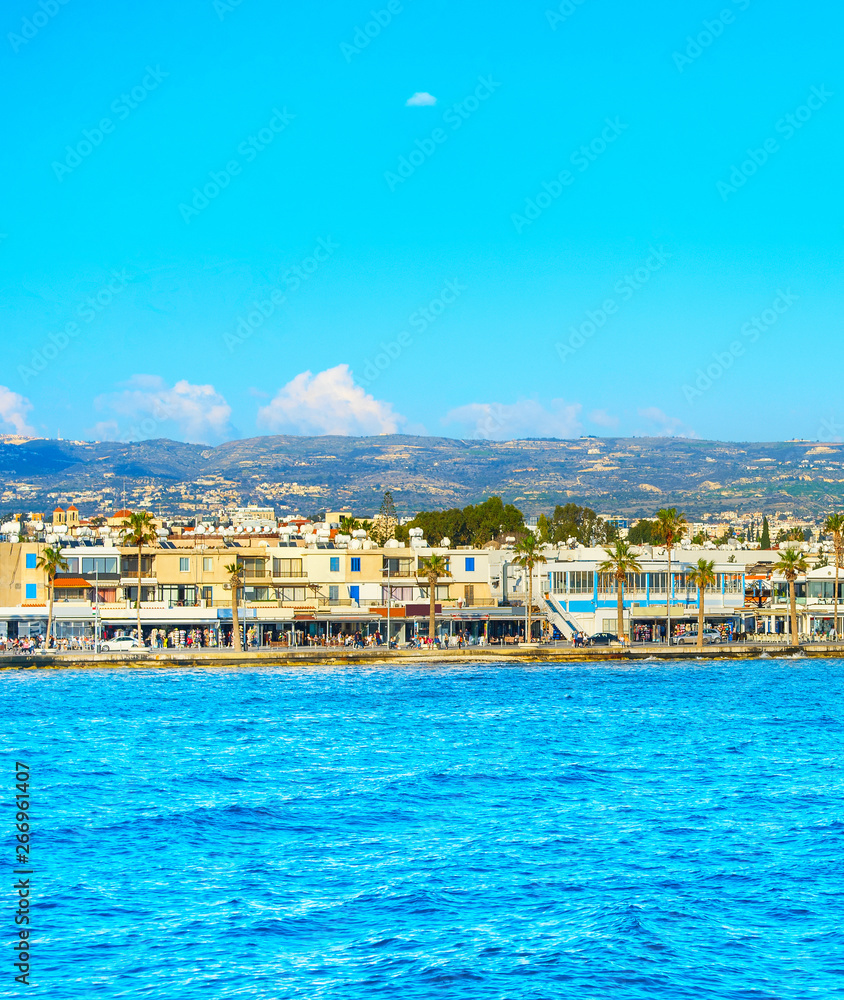 Skyline Paphos sea waterfront Cyprus