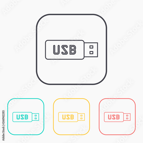 vector outline icon of usb stick