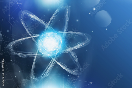 Foto Blue atom model abstract background