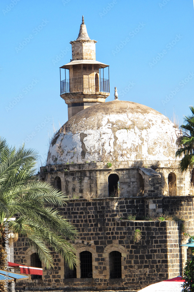 Old abandoned Mosque and minaret in Tiberias Northern Israel