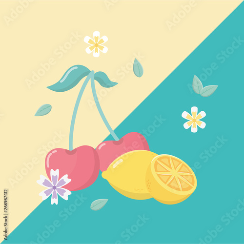 fresh cherries and oranges fruits