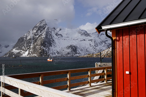 Traditional fishermen cabins in Lofoten Archipelago, Hamnoy, Norway, Europe