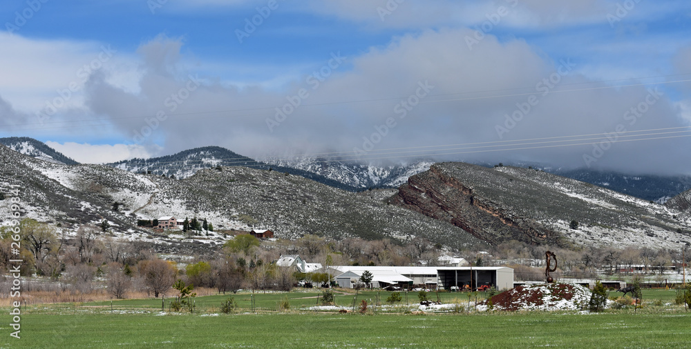 Western farm in the mountains