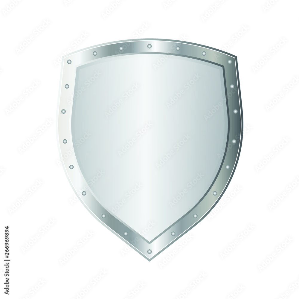 Metal shield vector illustration isolated on white background Stock ...
