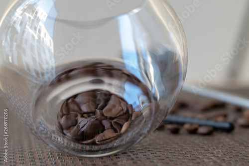 coffee beans in a glass